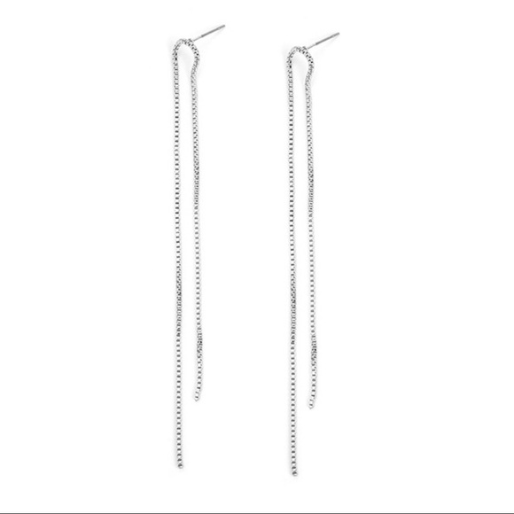 Metal Thread Drop Earrings Threader Dangle - Picture 5 of 10